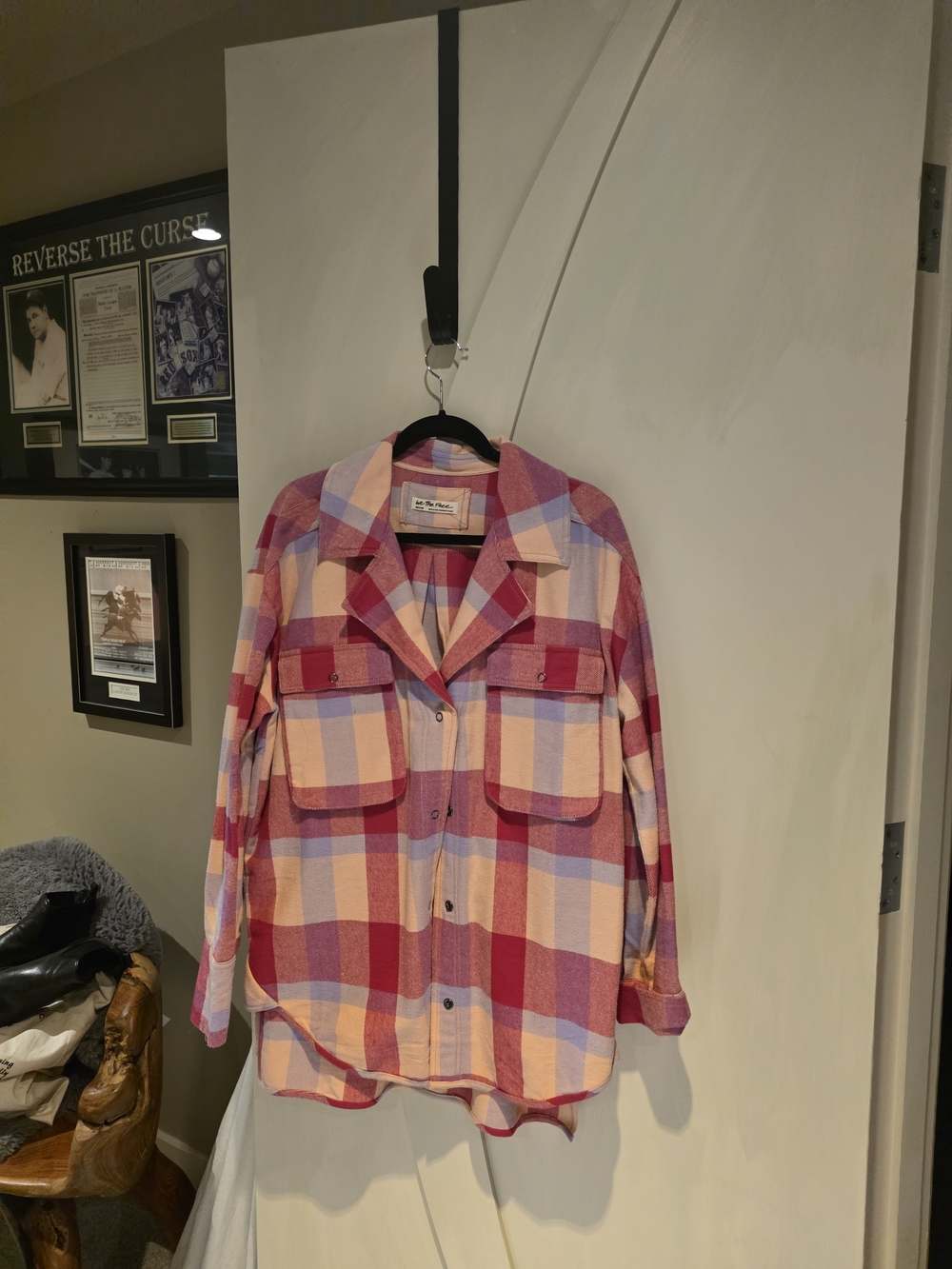We The Free Pink and Lavender Plaid Shirt